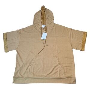 Andree by Unit Marigold‎ Waffle Knit Short Sleeve Hoodie MHS119P 2X/3X NEW